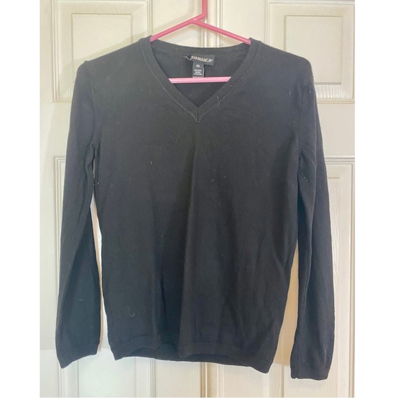 AC Quabianca. Black, V-neck, Sweater, Long-Sleeve, Size Medium. 100% Wool. - Picture 1 of 8